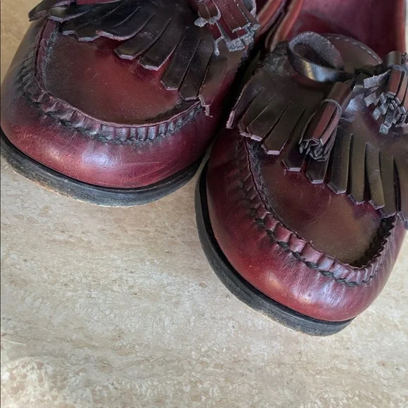 COLE HAAN Tassel Loafers, with fringe,maroon, Leather, Classic 9M EUC - Picture 11 of 17